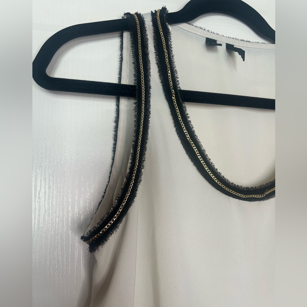 MANGO White Good Chain Embellished Tank Blouse Medium - Picture 4 of 7